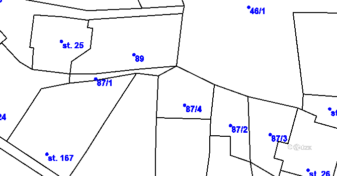 Parcela st. 87/5 v KÚ Popelín, Katastrální mapa