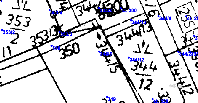 Parcela st. 344/5 v KÚ Popelín, Katastrální mapa
