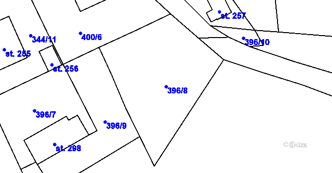 Parcela st. 396/8 v KÚ Popelín, Katastrální mapa