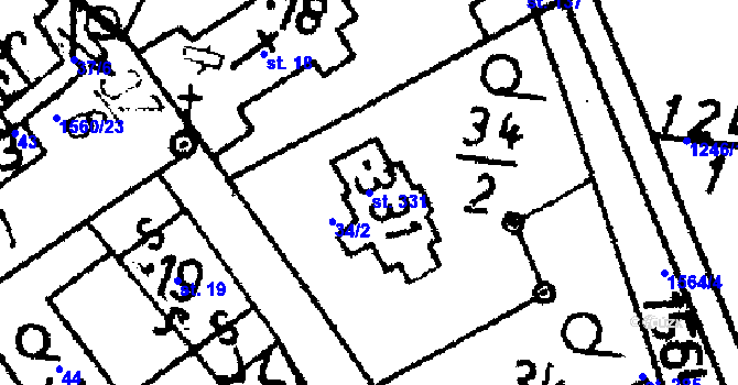 Parcela st. 331 v KÚ Popelín, Katastrální mapa