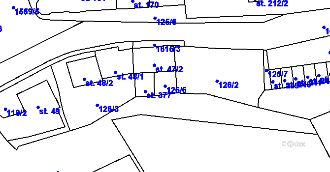 Parcela st. 126/6 v KÚ Popelín, Katastrální mapa