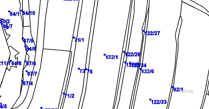 Parcela st. 122/1 v KÚ Popelištná, Katastrální mapa