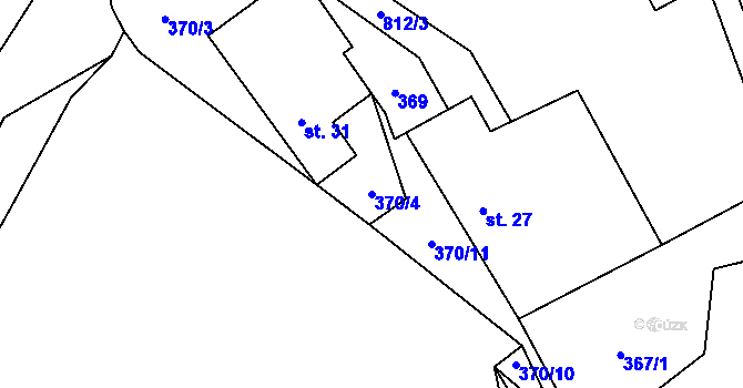 Parcela st. 370/4 v KÚ Popelištná, Katastrální mapa