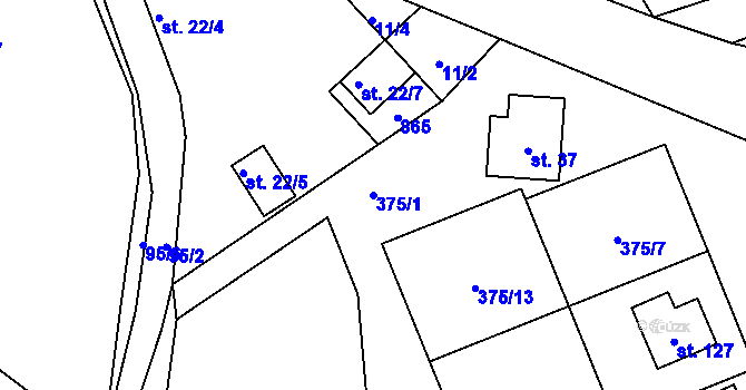 Parcela st. 375/1 v KÚ Popelištná, Katastrální mapa