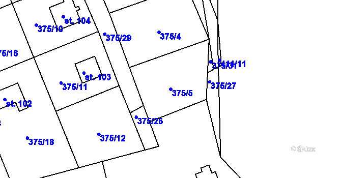 Parcela st. 375/5 v KÚ Popelištná, Katastrální mapa