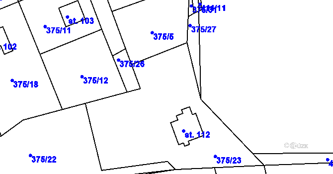 Parcela st. 375/6 v KÚ Popelištná, Katastrální mapa
