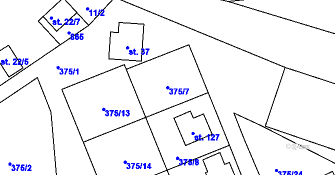 Parcela st. 375/7 v KÚ Popelištná, Katastrální mapa