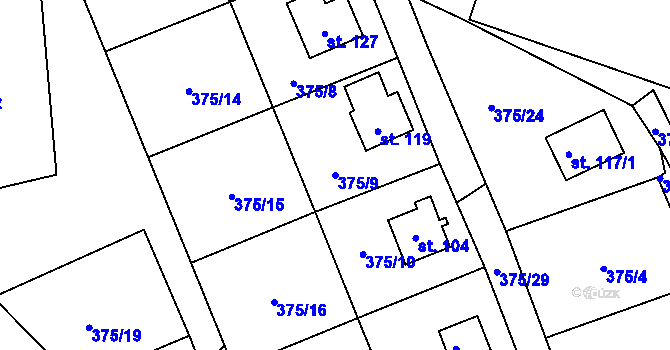 Parcela st. 375/9 v KÚ Popelištná, Katastrální mapa
