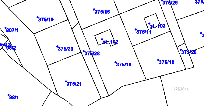 Parcela st. 375/17 v KÚ Popelištná, Katastrální mapa