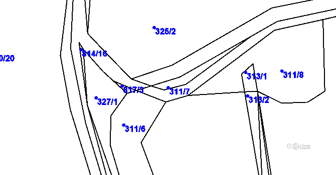 Parcela st. 311/7 v KÚ Popelištná, Katastrální mapa