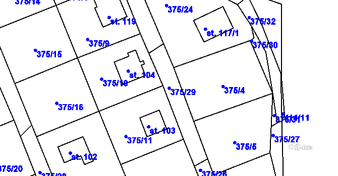 Parcela st. 375/29 v KÚ Popelištná, Katastrální mapa