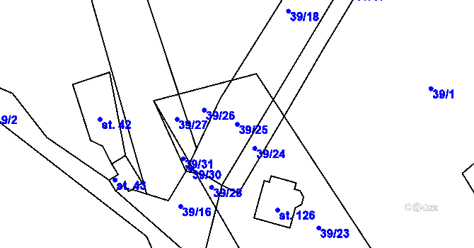 Parcela st. 39/25 v KÚ Popelištná, Katastrální mapa