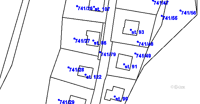 Parcela st. 741/79 v KÚ Popelištná, Katastrální mapa