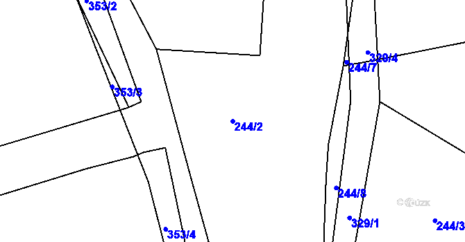 Parcela st. 244/2 v KÚ Zmišovice, Katastrální mapa