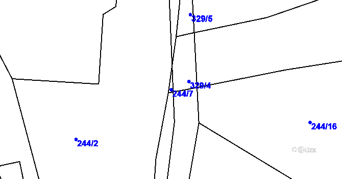 Parcela st. 244/7 v KÚ Zmišovice, Katastrální mapa