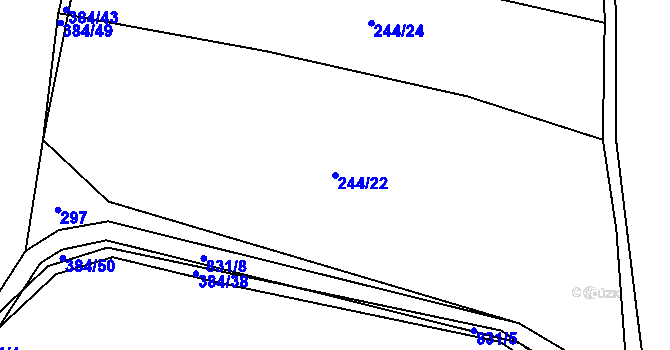 Parcela st. 244/22 v KÚ Zmišovice, Katastrální mapa