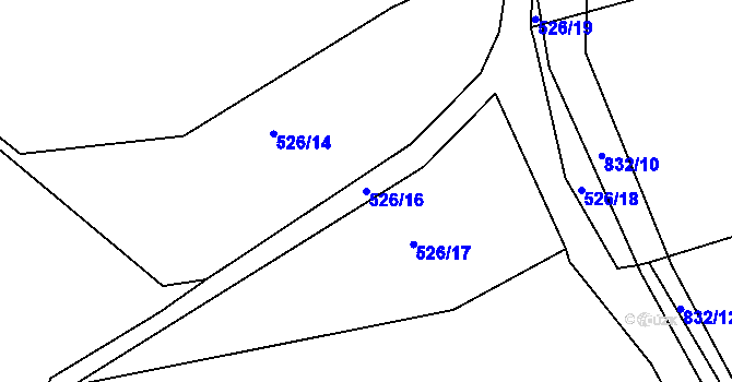 Parcela st. 526/16 v KÚ Zmišovice, Katastrální mapa