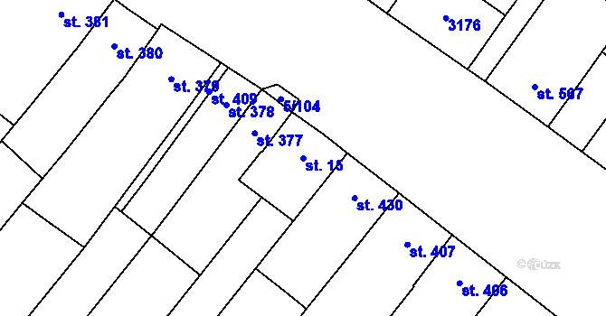 Parcela st. 15 v KÚ Popice, Katastrální mapa