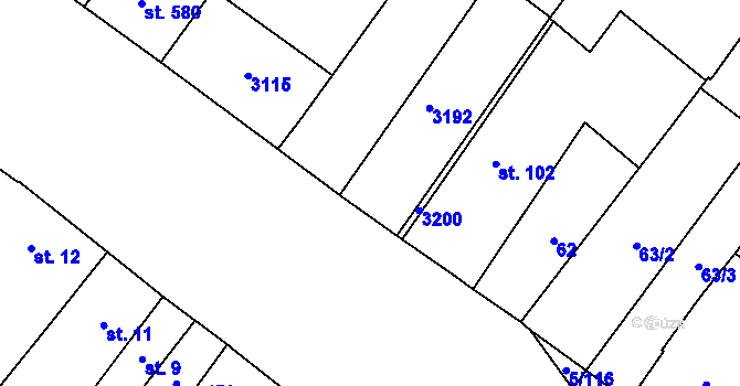 Parcela st. 100/2 v KÚ Popice, Katastrální mapa