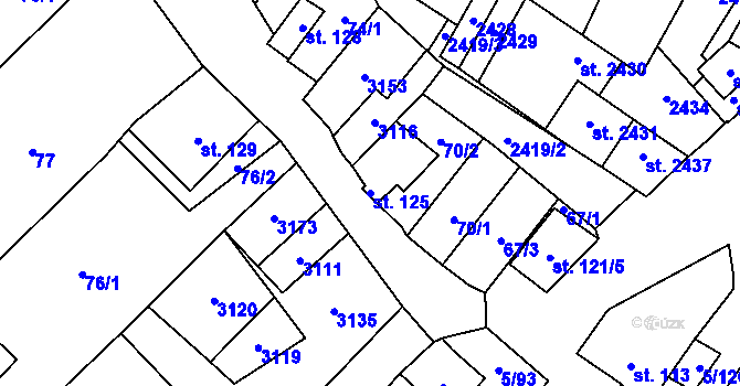 Parcela st. 125 v KÚ Popice, Katastrální mapa
