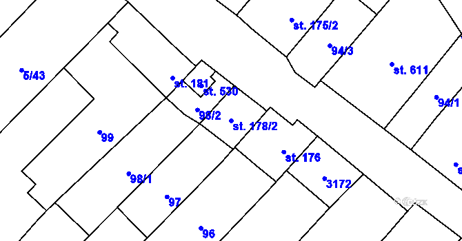 Parcela st. 178/2 v KÚ Popice, Katastrální mapa