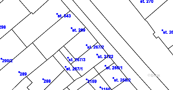 Parcela st. 267/2 v KÚ Popice, Katastrální mapa