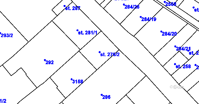 Parcela st. 276/2 v KÚ Popice, Katastrální mapa