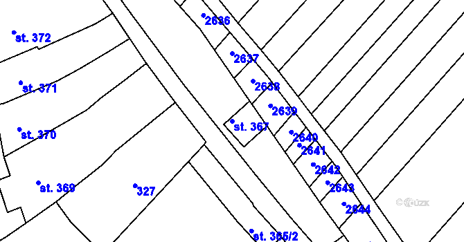 Parcela st. 367 v KÚ Popice, Katastrální mapa