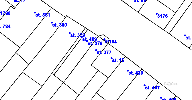 Parcela st. 377 v KÚ Popice, Katastrální mapa