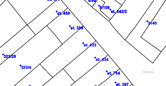 Parcela st. 433 v KÚ Popice, Katastrální mapa