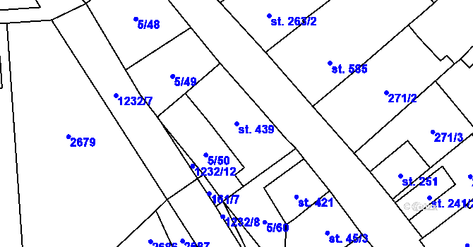 Parcela st. 439 v KÚ Popice, Katastrální mapa