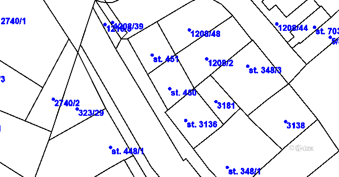Parcela st. 450 v KÚ Popice, Katastrální mapa