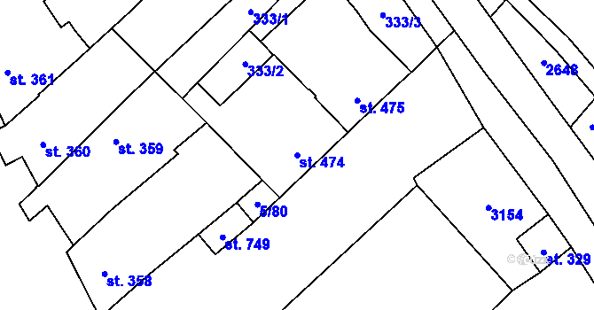 Parcela st. 474 v KÚ Popice, Katastrální mapa