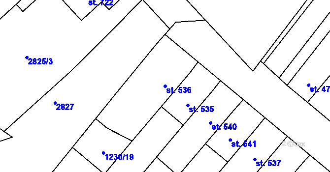 Parcela st. 536 v KÚ Popice, Katastrální mapa