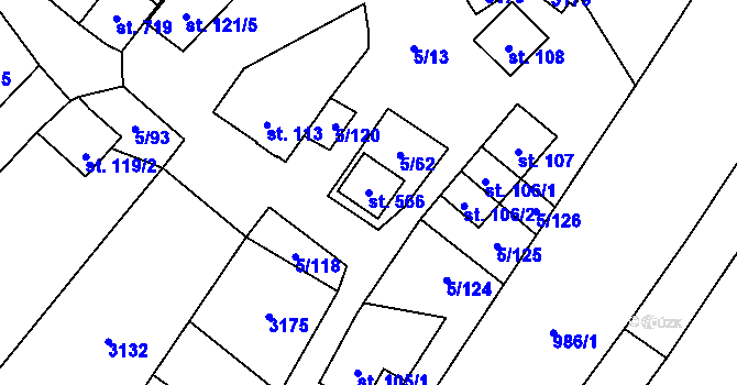Parcela st. 566 v KÚ Popice, Katastrální mapa