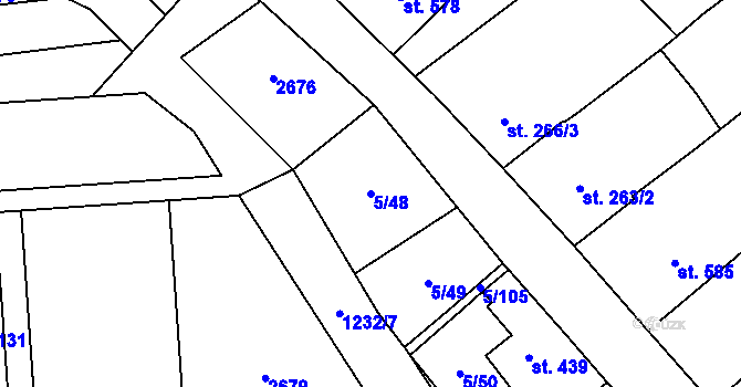 Parcela st. 5/48 v KÚ Popice, Katastrální mapa
