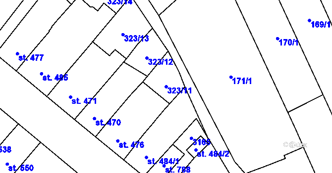 Parcela st. 323/11 v KÚ Popice, Katastrální mapa
