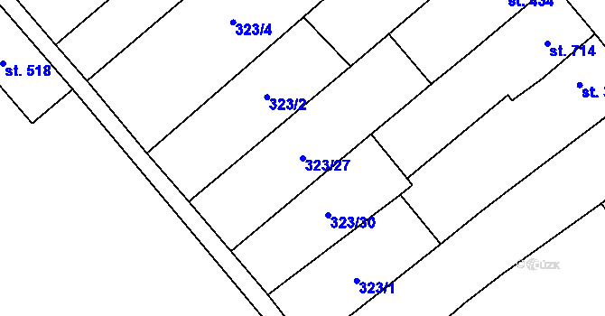 Parcela st. 323/27 v KÚ Popice, Katastrální mapa