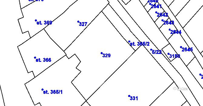 Parcela st. 329 v KÚ Popice, Katastrální mapa