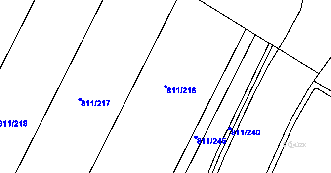 Parcela st. 811/216 v KÚ Popice, Katastrální mapa