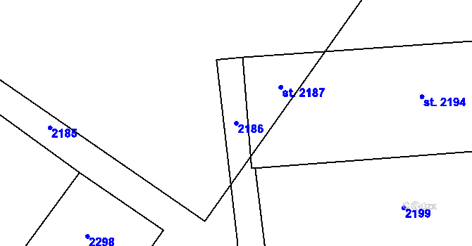 Parcela st. 2186 v KÚ Popice, Katastrální mapa