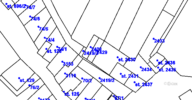 Parcela st. 2429 v KÚ Popice, Katastrální mapa