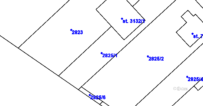 Parcela st. 2825/1 v KÚ Popice, Katastrální mapa