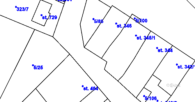 Parcela st. 5/86 v KÚ Popice, Katastrální mapa