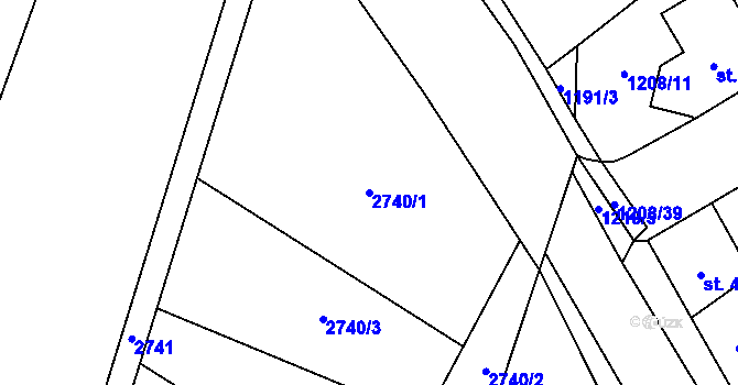 Parcela st. 2740/1 v KÚ Popice, Katastrální mapa