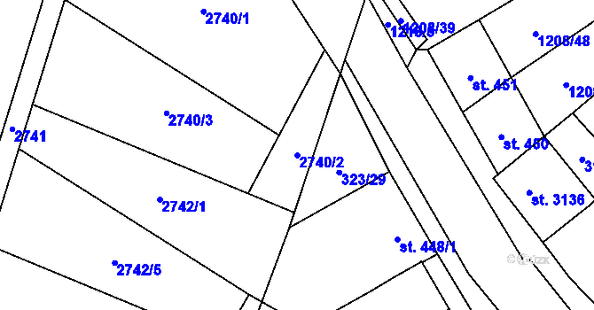 Parcela st. 2740/2 v KÚ Popice, Katastrální mapa