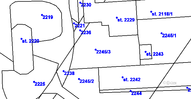 Parcela st. 2245/3 v KÚ Popice, Katastrální mapa