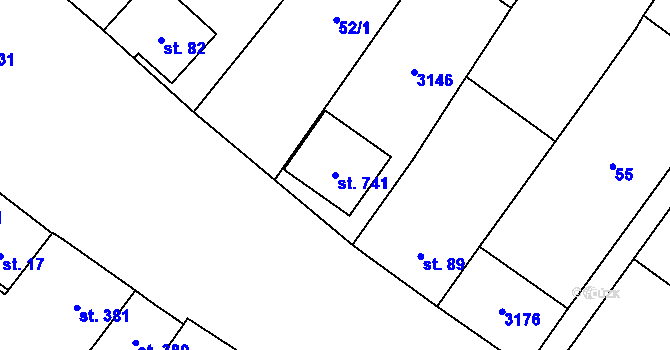 Parcela st. 741 v KÚ Popice, Katastrální mapa