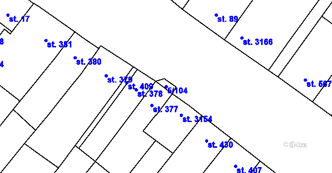 Parcela st. 5/104 v KÚ Popice, Katastrální mapa