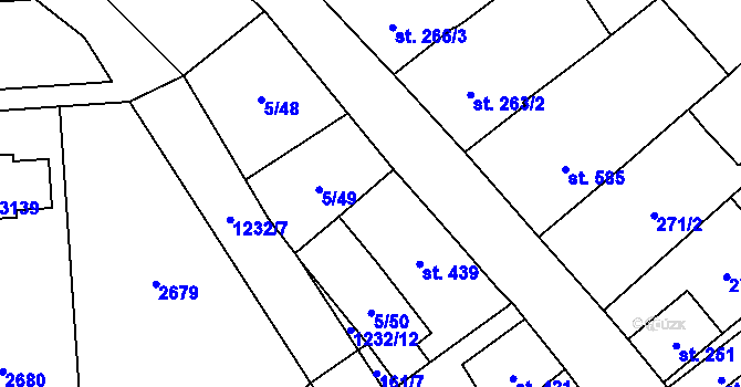 Parcela st. 5/105 v KÚ Popice, Katastrální mapa